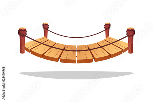 Simple wooden bridge isolated on white background