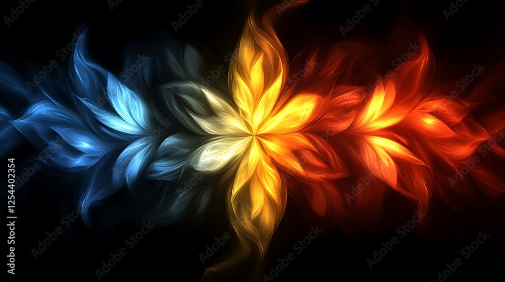 Fototapeta premium Abstract fiery and icy floral artwork design