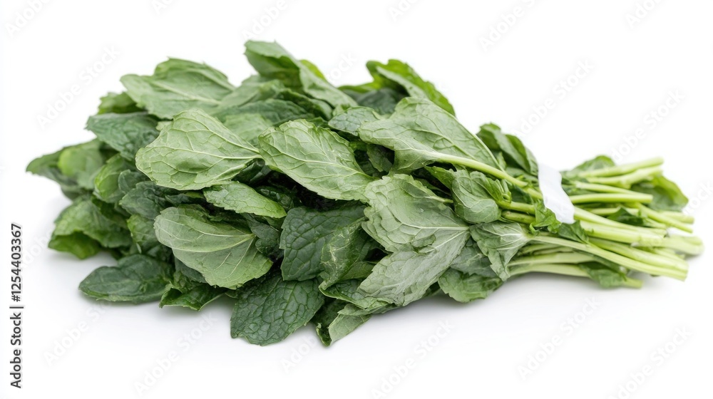 Fresh mint bunch, kitchen herb, white background, cooking ingredient Fresh mint bunch, kitchen herb, white background, cooking ingredient