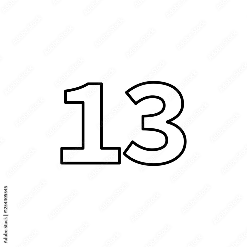 number 13 icon simple filled symbol vector number 13 icon simple filled symbol vector