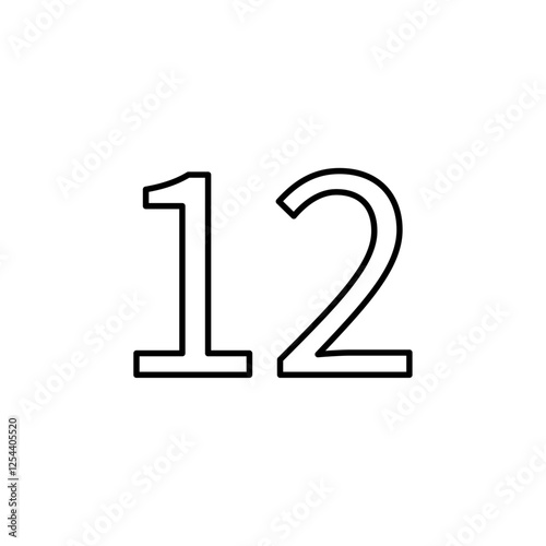 number 12 icon simple filled symbol vector