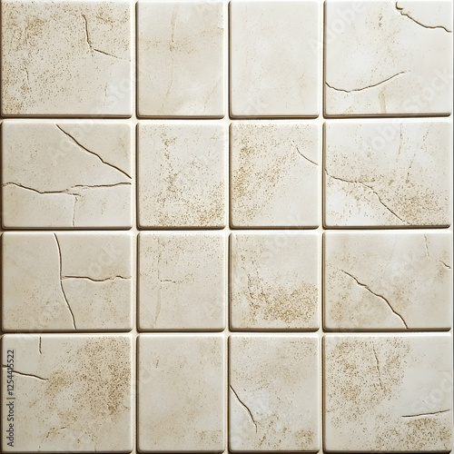 Wallpaper Mural Elegant aged tile arrangement showcasing cracks and mottled textures in a neutral palette, ideal for backgrounds and textured designs Torontodigital.ca