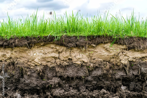 Grass and Soil Layers Realistic Image