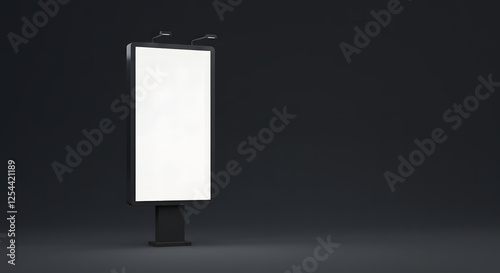 Mockup standalone big screen info kiosk. Digital media with blank white screen modern panel, display, signboard for advertisement design in a shopping center and mall. Generative AI
