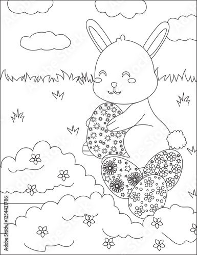 Easter egg hunting Page happy easter Vectors coloring book