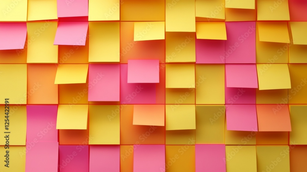Fototapeta premium Red Orange Yellow Pink Post-it Note Triangle