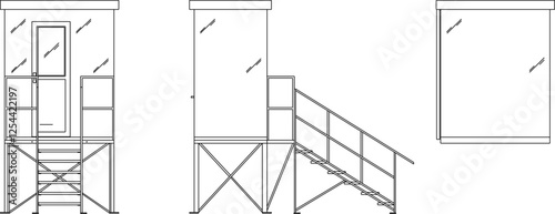 vector sketch illustration of silhouette design of container booth for roadside sales and in special park areas