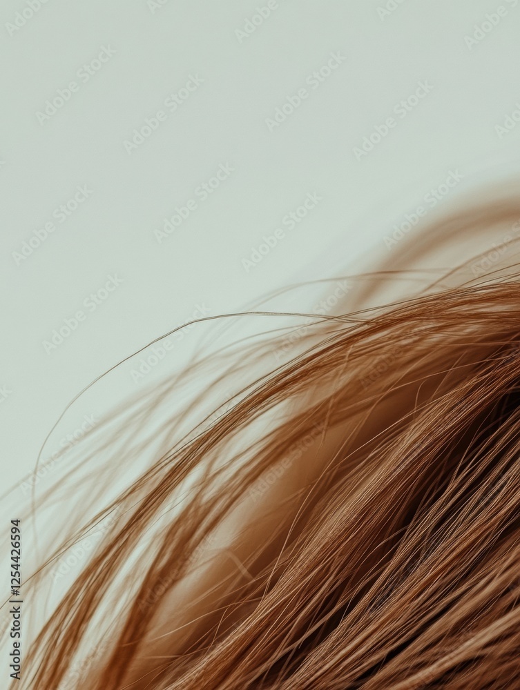 Fototapeta premium Macro view of a broken strand of hair showcasing texture and color in natural light indoors. Generative AI