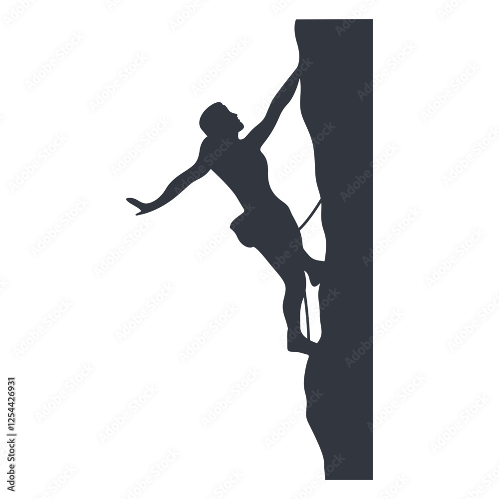 Fototapeta premium Person Climbing Silhouette on White Background. Vector Illustration