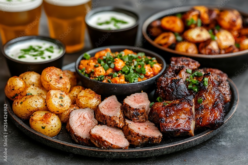 Fototapeta premium St patrick's day feast celebrating tradition with delicious irish dishes pub setting
