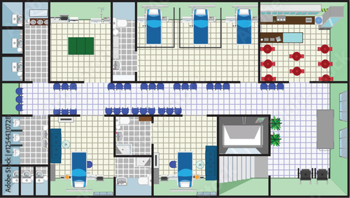 Top view hospital floor design graphic vector