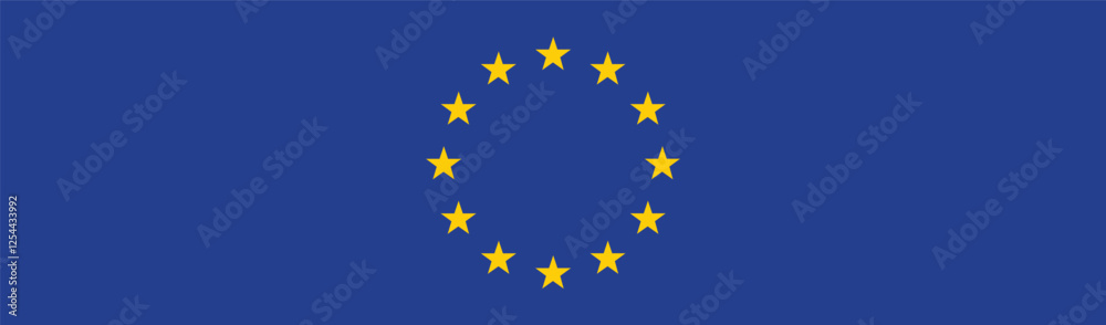 Flag of European Union. EU flag. European Union flag long banner digital vector illustration Flag of European Union. EU flag. European Union flag long banner digital vector illustration