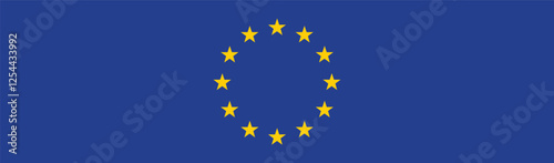 Flag of European Union. EU flag. European Union flag long banner digital vector illustration