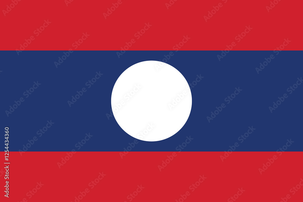 Flag of Laos. Laos flag. Flag icon. Standard color. Standard size. A rectangular flag. Digital illustration. Vector illustration. Flag of Laos. Laos flag. Flag icon. Standard color. Standard size. A rectangular flag. Digital illustration. Vector illustration.