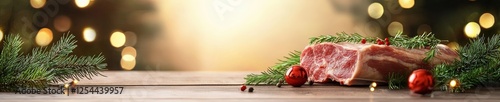 Festive Meat Display with Holiday Decorations