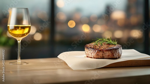 Gourmet Steak with Wine in Elegant Setting