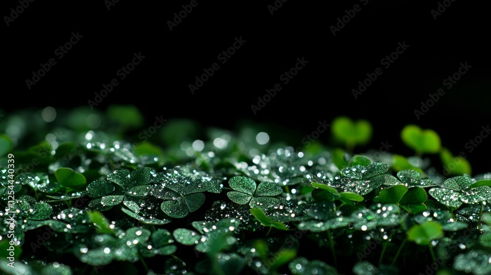 clover leaves with black background of copy space clover leaves with black background of copy space