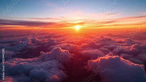 Golden Sunset Above the Clouds with a Stunning Aerial View