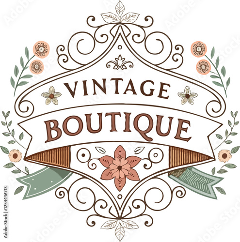 Luxury vintage boutique logo. Generative AI.