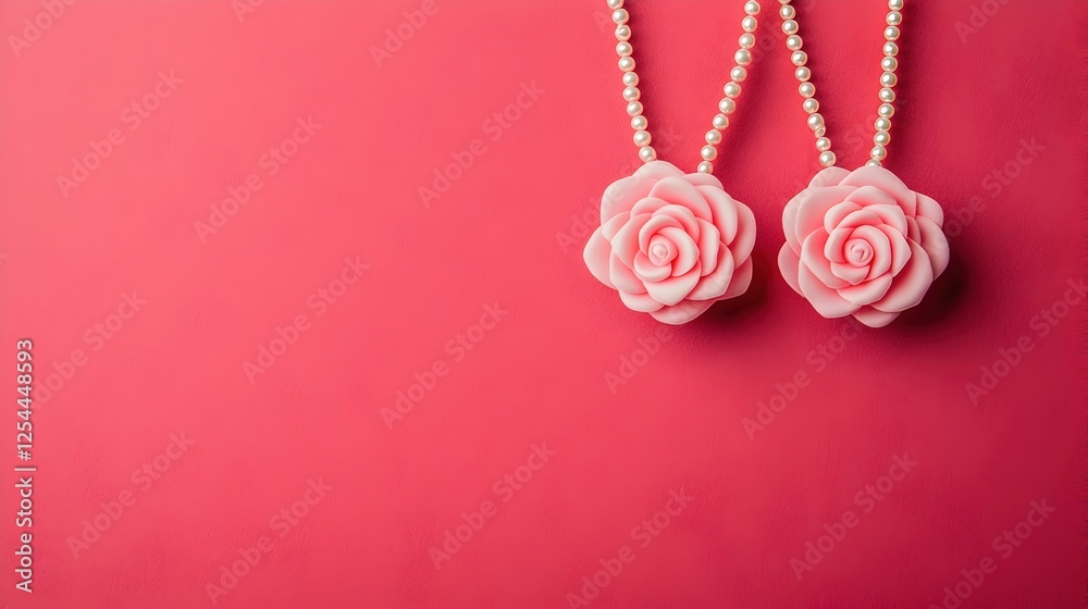 Elegant Pink Rose Flower Accessories on a Vibrant Background Elegant Pink Rose Flower Accessories on a Vibrant Background