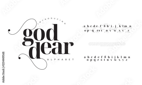 Deargod typography beauty fashion elegant minimalist serif italic fonts decorative wedding vintage retro logos. Minimal luxury font alphabet logo. Vector illustration