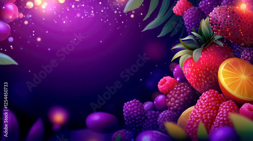 Vibrant assortment of fresh berries and fruits on a dark backdrop.