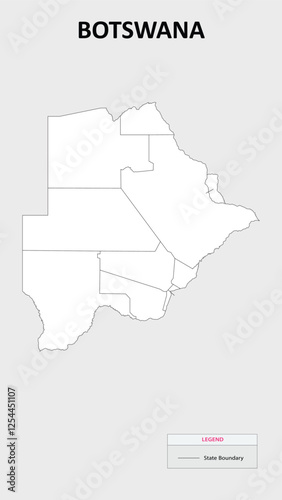 Botswana Map. State map of Botswana. Administrative map of Botswana with states names in outline. photo