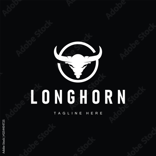 long horn logo illustration design symbol of valor horn with black silhouette icon template