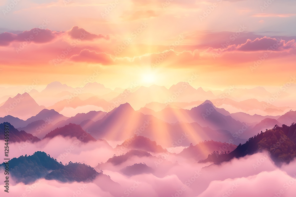 Obraz premium St patrick's day celebration scenic sunrise over mountain landscape nature's beauty