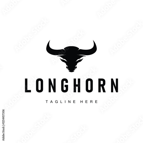 long horn logo illustration design symbol of valor horn with black silhouette icon template