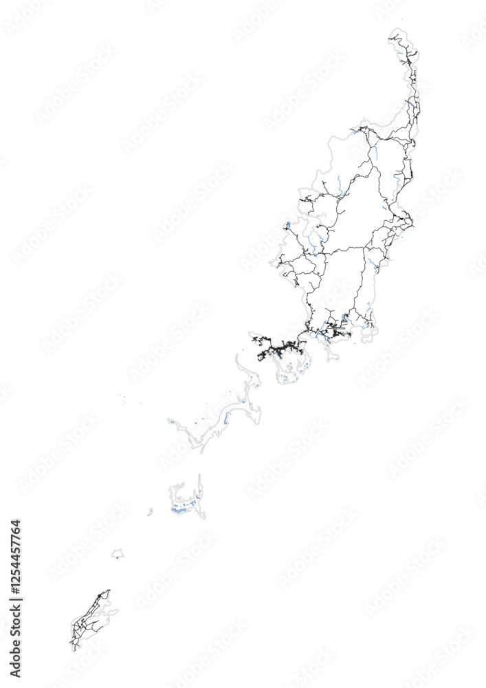 Fototapeta premium highway map Badeldaop Island in Palau country with black and white color