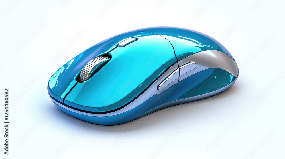 Sleek blue wireless computer mouse isolated on white background. (1) Sleek blue wireless computer mouse isolated on white background. (1)