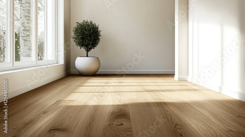 Wallpaper Mural Sunlit hardwood floor in modern home interior Torontodigital.ca