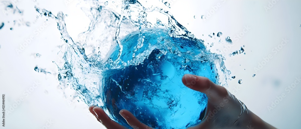 Fototapeta premium Hand hold water splash. world water day concept. earth day