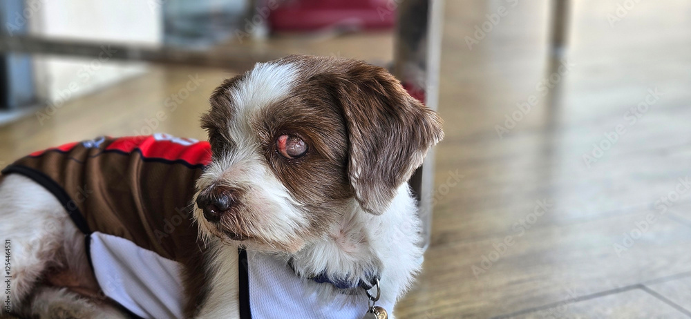 Senior small shih tzu with light brown color with and Cataracts eyes problem.