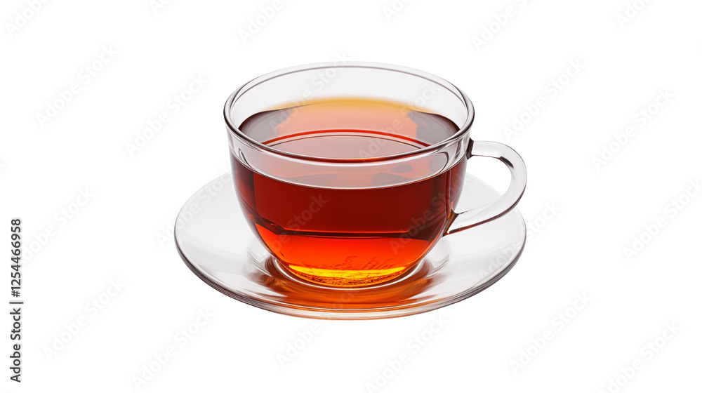 Aromatic Black Tea in Glass Cup on Saucer Aromatic Black Tea in Glass Cup on Saucer