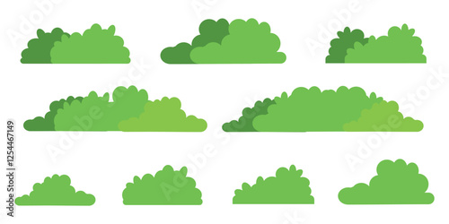 collection of green bushes and grass elements