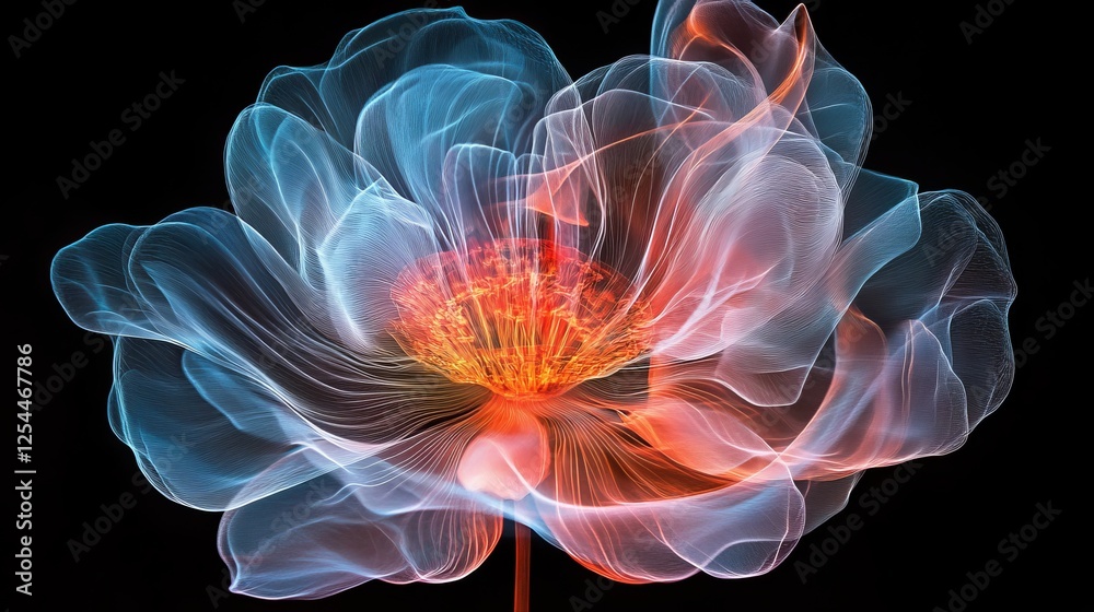 Obraz premium Abstract flower compute generated image on black background