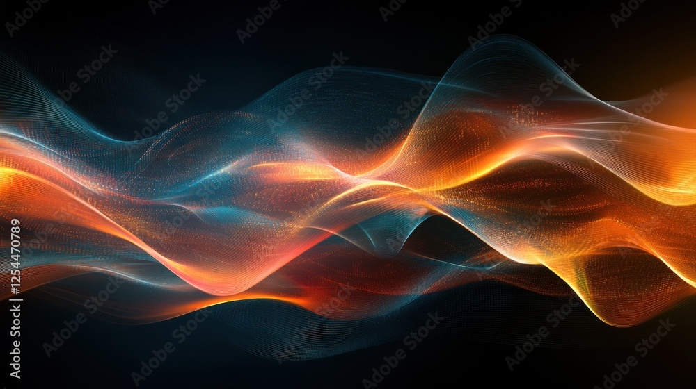 Abstract fiery waves flowing, dark background, digital art, website header Abstract fiery waves flowing, dark background, digital art, website header