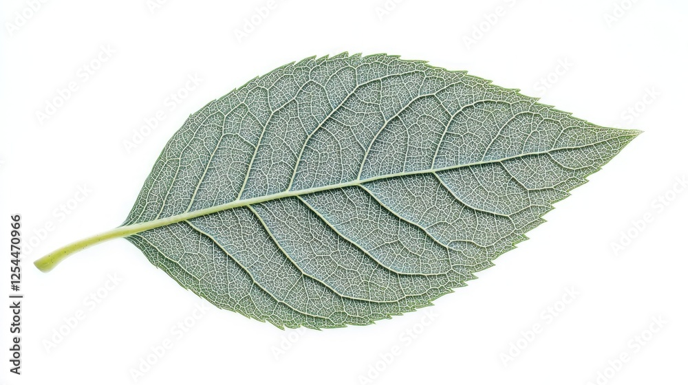 Obraz premium Green leaf isolated on white background; nature botany detail