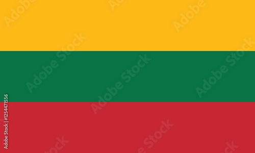 Lithuania flag official colors and proportion digital vector illustration.