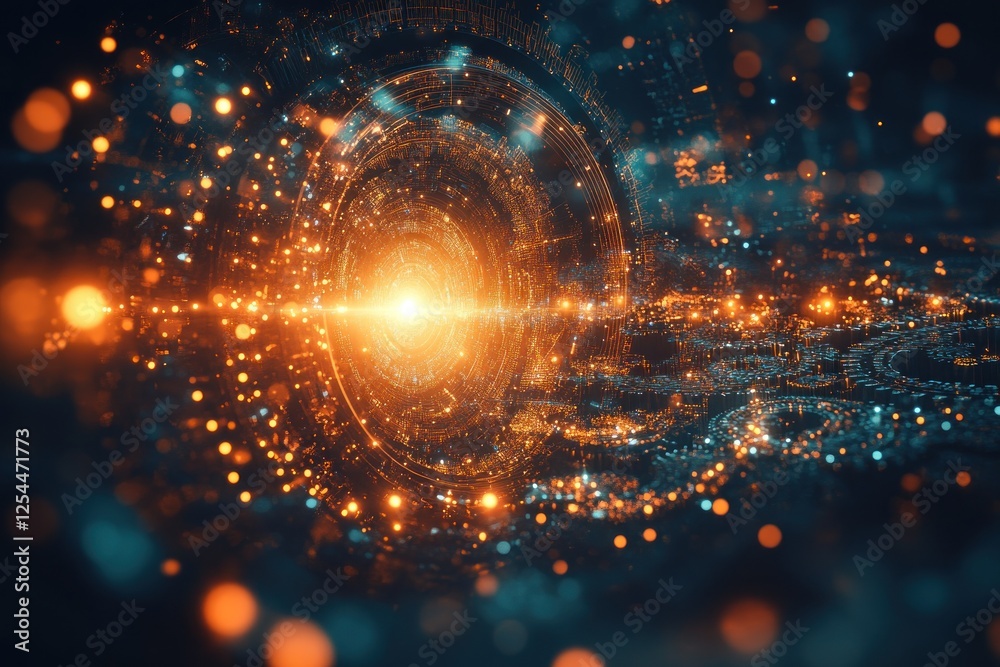 Obraz premium Cosmic portal energy vortex, digital art, abstract background