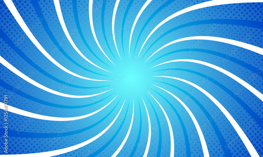 Obraz premium Comic style vibrant blue spiral sunburst background.
