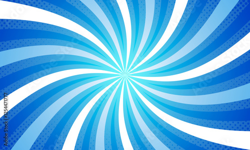 Comic style vibrant blue spiral sunburst background.