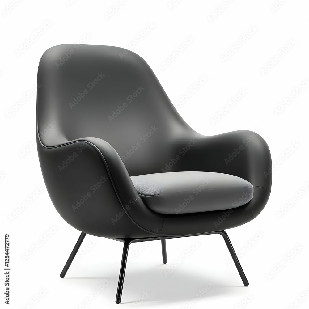 a modern black and grey chair isolated on the white background