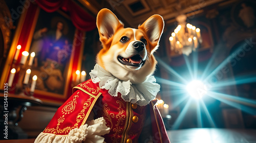 Charming corgi in noble costume