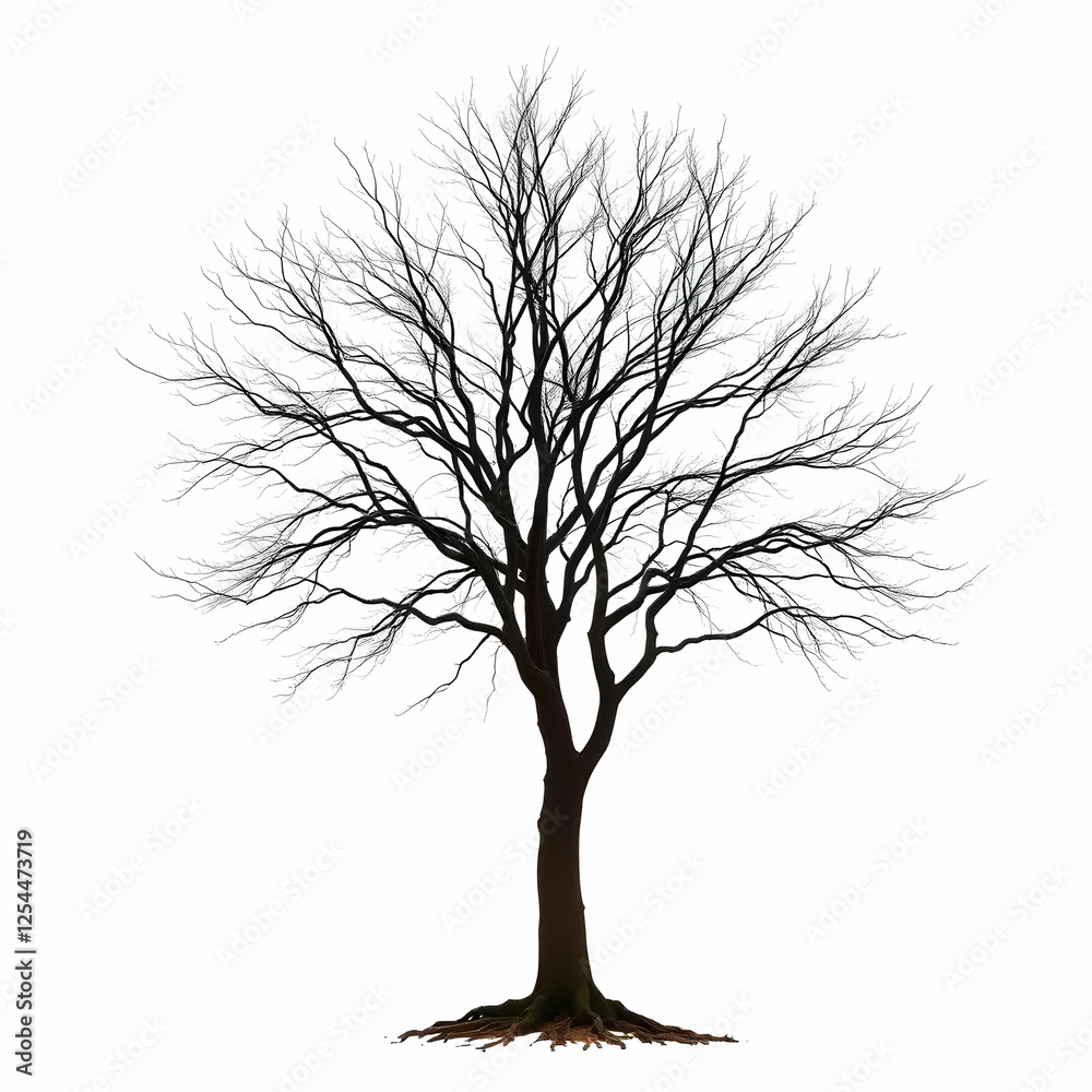 Fototapeta premium A Leafless tree isolated on the white background