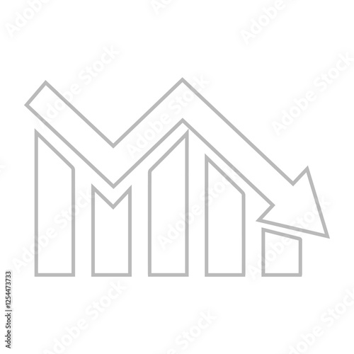 Down, analytics, chart, loss icon