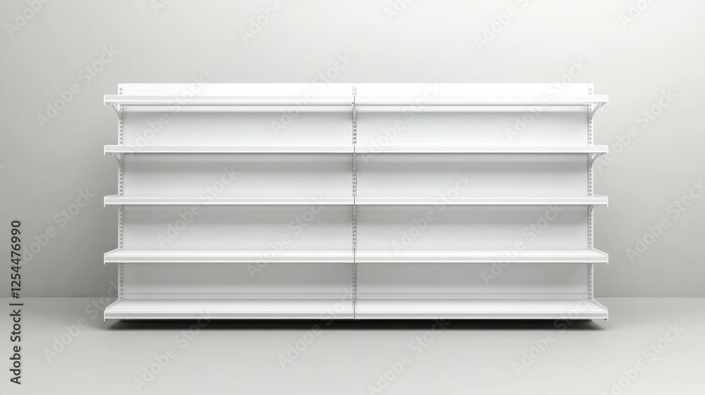 Obraz premium Empty white shelves against wall; retail mockup