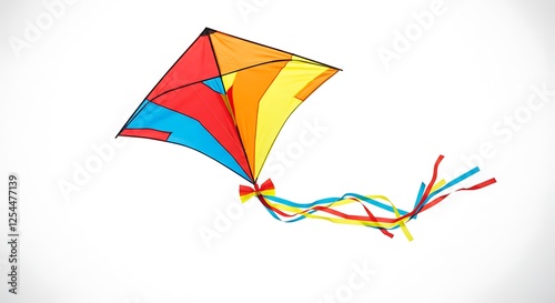 Colorful Diamond Kite Flying Against White Sky for Recreation